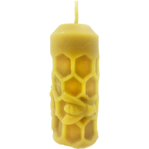 Свеча из натурального воска "Пчелка на свече", высота - 7,5 см, вес - 45 гр.